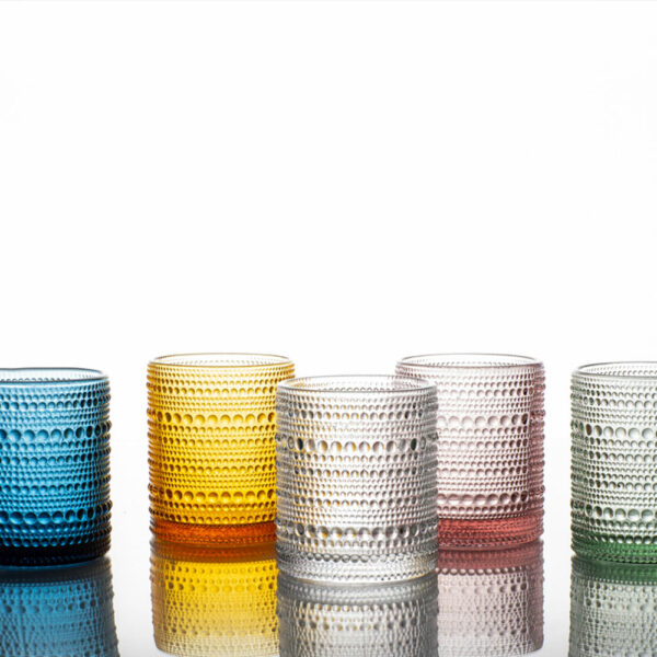 colored glassware, glassware rentals, glassware for weddings