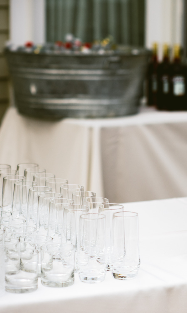 glassware rentals for bars at an outdoor wedding in the berkshires, ma