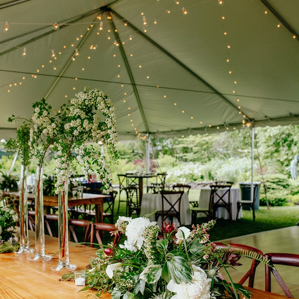 frame tent rental in the berkshires, ma outdoor wedding reception tent