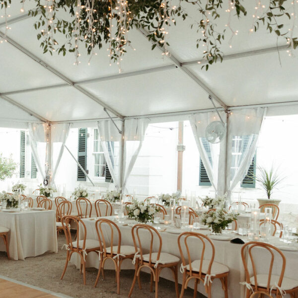 Premium structure frame tent for an outdoor wedding at The Mount in Lenox, Ma