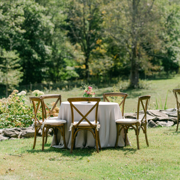 wood cross back chair rentals in massachusetts table linens for cocktail tables