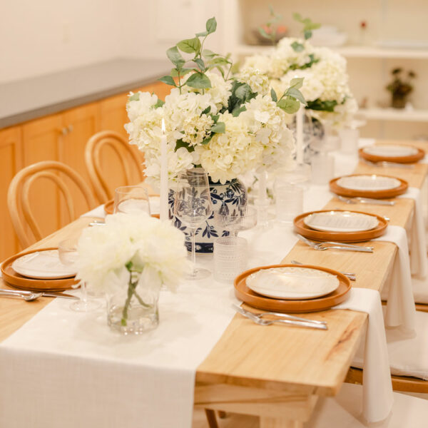custom wood table rentals in mass staged by A. Merisier Events using stoneware china and mayan small plates.