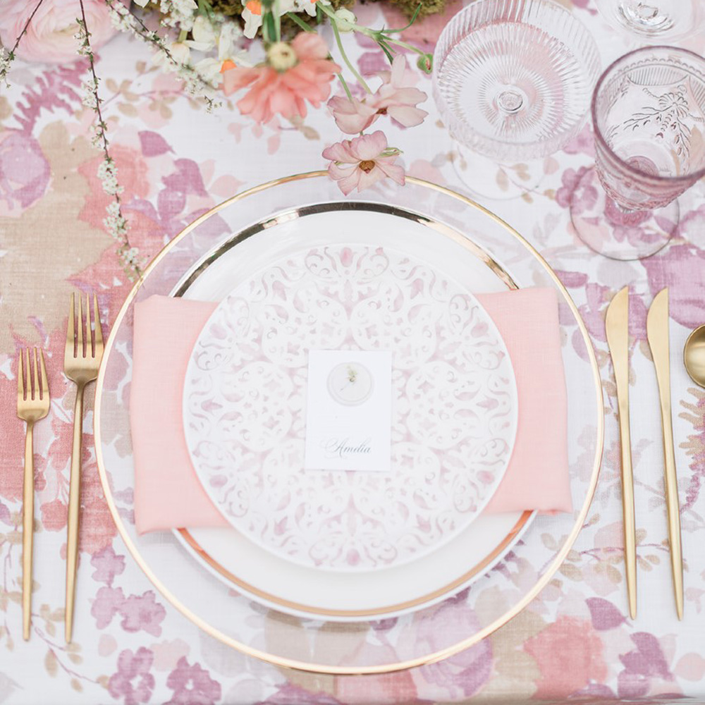 pink table setting blush wedding design berkshires ma