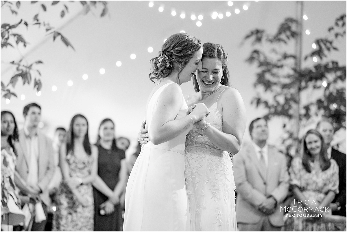 LGBTQ+ wedding outdoor event brides first dance