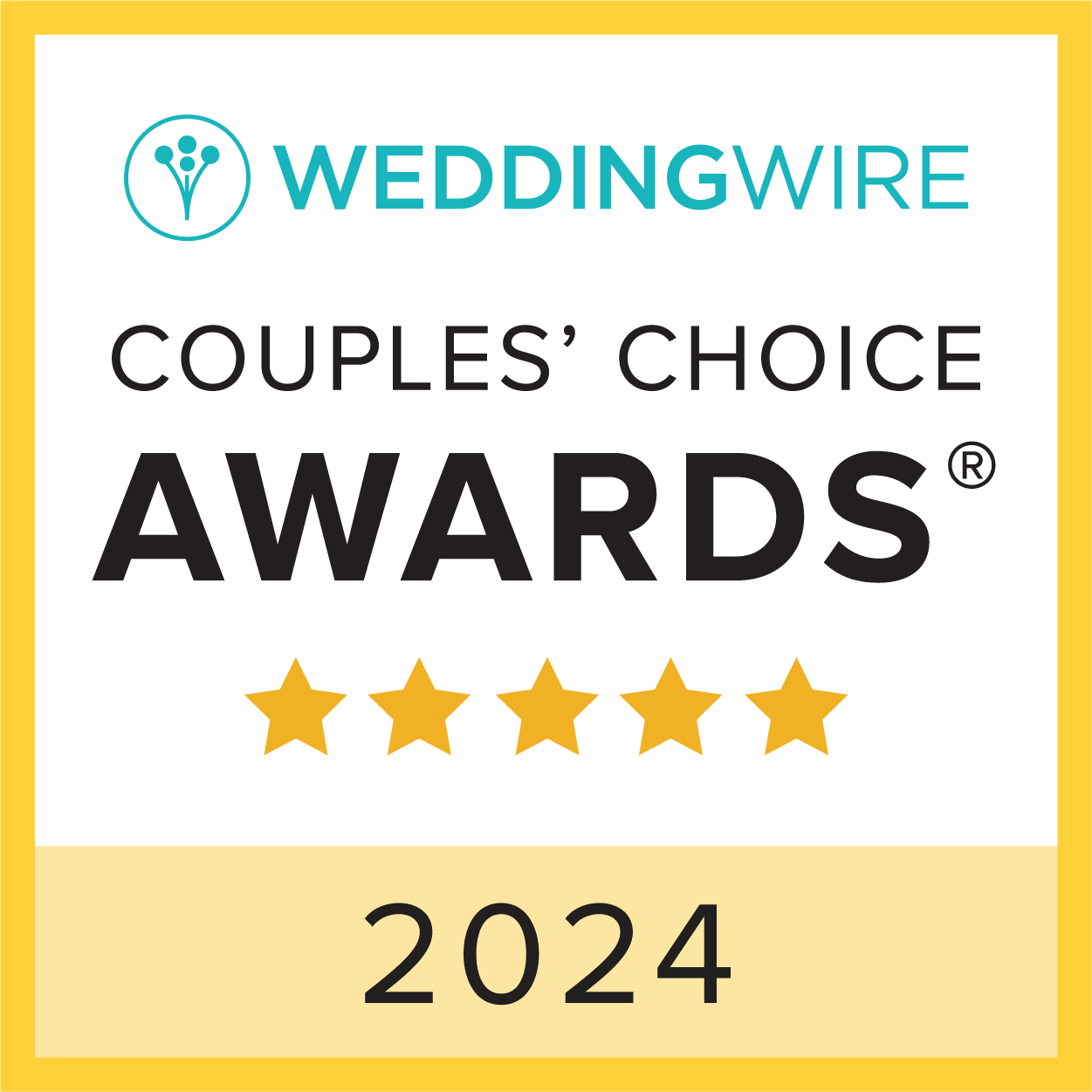 Voted wedding wire couples' choice award in 2024